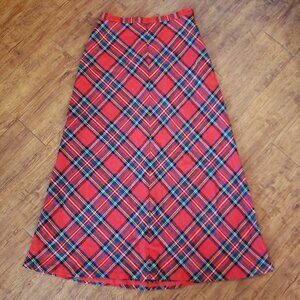 Vintage, Prestige of Boston, red tartan A-line maxi skirt
